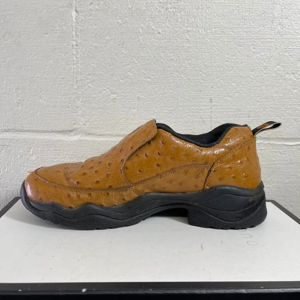 Ariat Brown Ostrich Leather Loafers Slip On‎ Casual Shoes Men's 8.5 D/7.5 UK